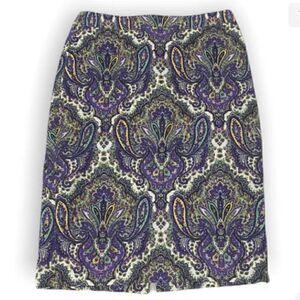 SK17041- J. CREW Women's NO.2 Cotton Pencil Skirt Pocket Multicolor Paisley